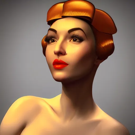 Prompt: 3d render of a beautiful woman in the style of tamara de lempicka, unreal engine