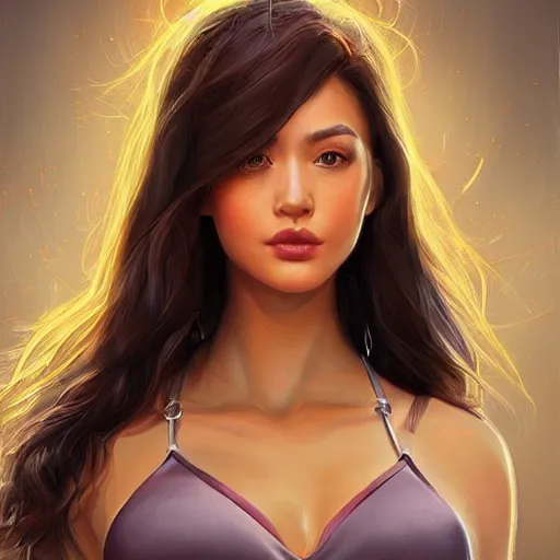 Image similar to a gourgeous female digital influencer in the style of stefan kostic, realistic, full body, sharp focus, 8 k high definition, insanely detailed, intricate, elegant, art by stanley lau and artgerm