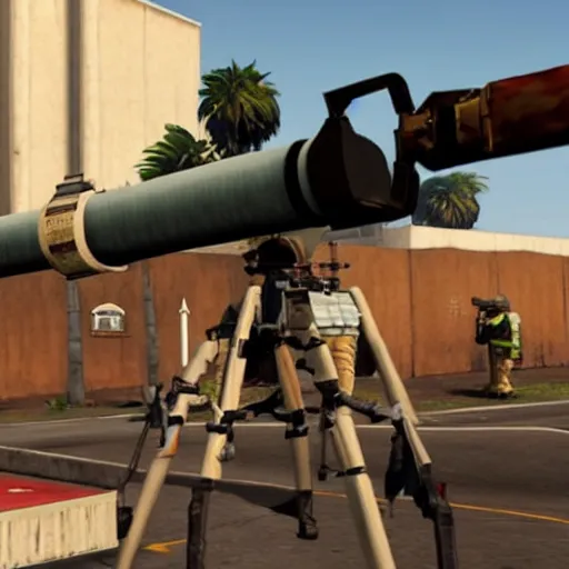 Prompt: the pope shooting a rocket launcher, GTA V style