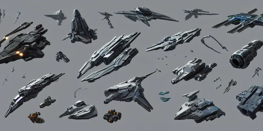 Image similar to Futuristic sci-fi props and gadget, hard surface, collection ,kitbash, parts, Shape and form, in watercolor gouache detailed paintings , hull, elite dangerous, star citizen , modular, pieces , golden ratio, mobius