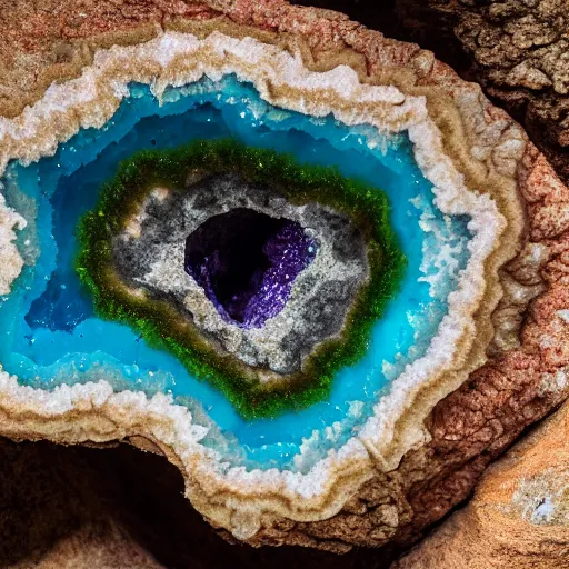 Image similar to the inside of a geode the size of a cave, realistic, photograph, 4 k