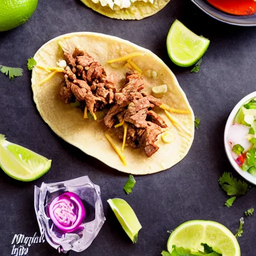 Prompt: delicious taco with crystals inside instead of ( ( ( ( meat ) ) ) ), 8 k, mega high quality, professional food photography, award winning photo, foodporn