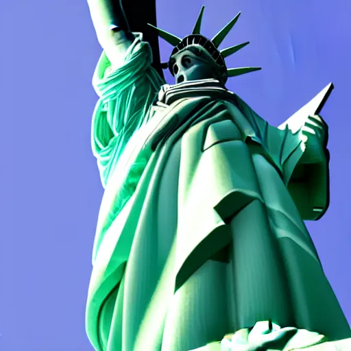 Image similar to super mario as the statue of liberty, highly detailed, extremely high quality, hd, 4 k, 8 k, canon 3 0 0 mm, professional photographer, 4 0 mp, lifelike, top - rated, award winning, realistic, detailed lighting, detailed shadows, sharp, no blur, edited, corrected, trending