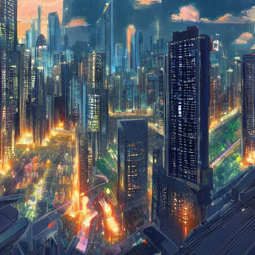 Image similar to makati city 1 0 0 0 years in the future, painting by makoto shinkai, featured on pixiv, deviantart hd