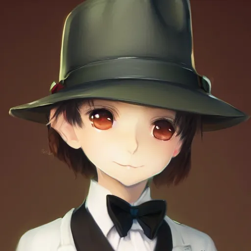Prompt: anime portrait of the cutest yorkshire terrier detective wearing a fedora hat by Stanley Artgerm Lau, WLOP, Rossdraws, James Jean, Andrei Riabovitchev, Marc Simonetti, and Sakimichan, trending on artstation