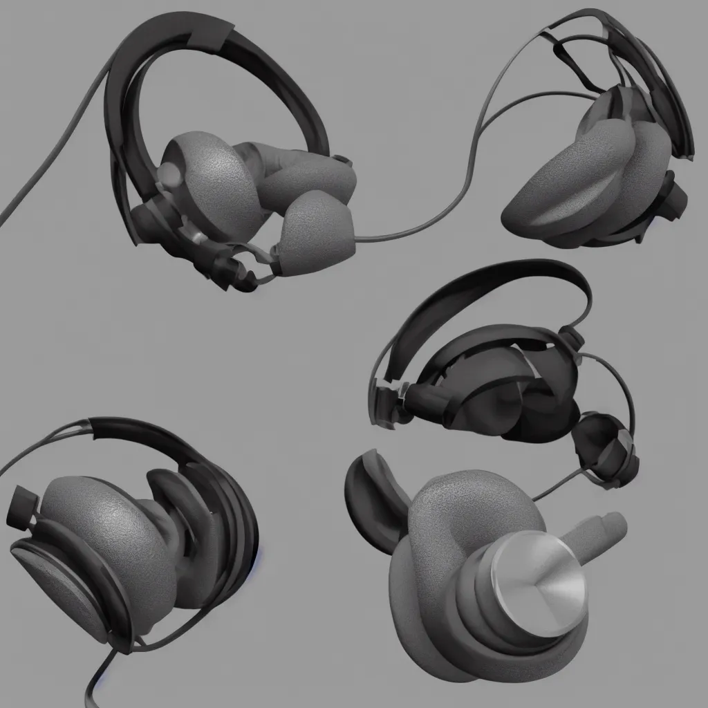 Image similar to 3 d render of studio headphones, ultrarealistic, conept art, artstation, industrial design