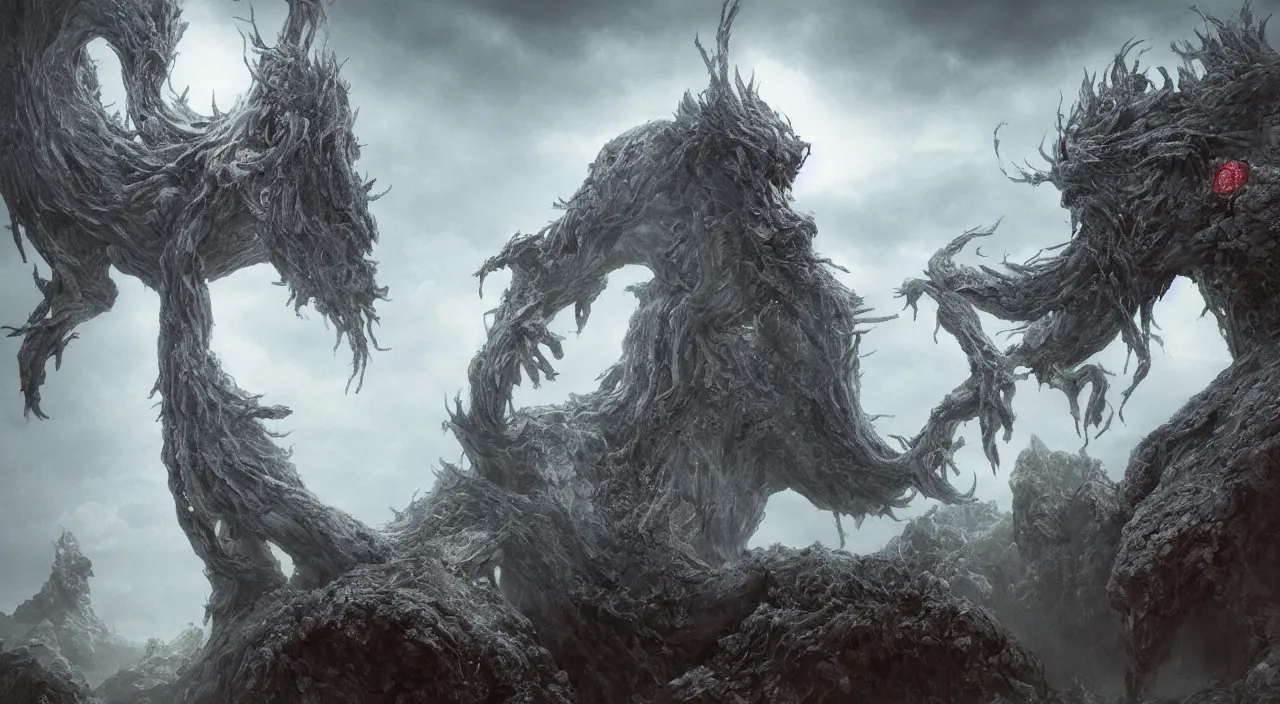 Image similar to a epic monster from chinese myth 山 海 经, 饕 餮, by zdzislaw beksinski, by josip csoor, portrait, photorealistic, volumetric lighting, horror, detailed, intricate, elden ring, raytrace, octane, cgscociety,