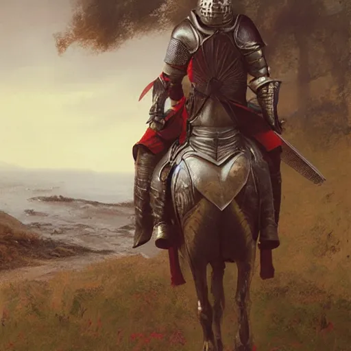 Prompt: a portrait of a medieval knight in a scenic environment by ruan jia