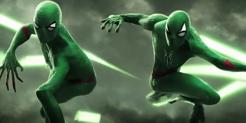 Image similar to Marvel character the Lizard, green, white lab coat, tall, monster, style of amazing Spider-man 2011, ultra realistic, 4K, movie still, UHD, sharp, detailed, cinematic, render, star wars, star trek, 1970s