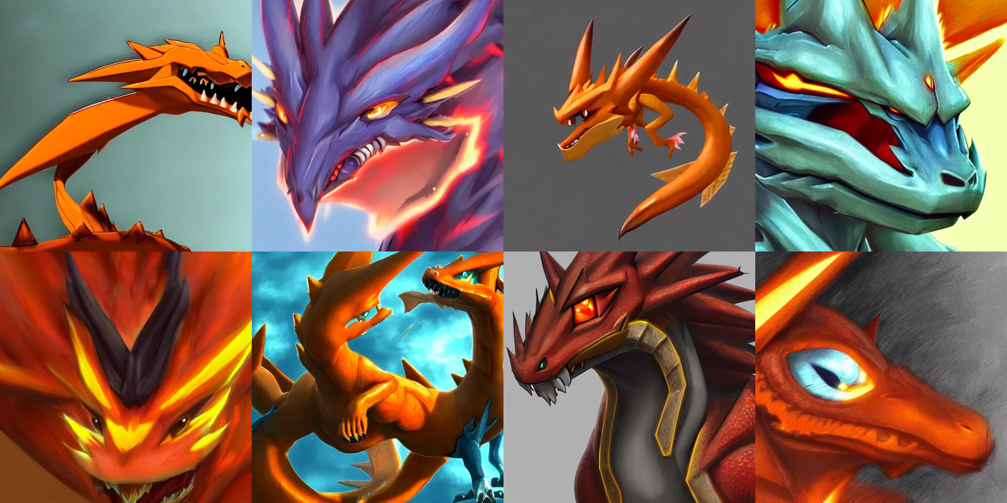 Prompt: charizard, close up headshot extremely detailed, 3d charizard Pokémon, orange dragon artwork character design by wlop, arvalis, George lucas, artgerm, in the style of League of legends, ARK survival, Skyrim HD, Breath of the wild, amazing artwork on artstation high detail, detailed feathers, textures, scales and fur, 3d render