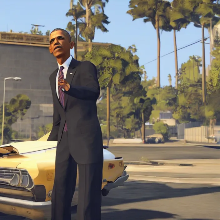 Image similar to Barack Obama in GTA V, gameplay screenshot