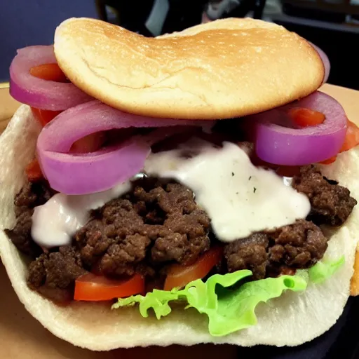 Prompt: hamburger on a taco