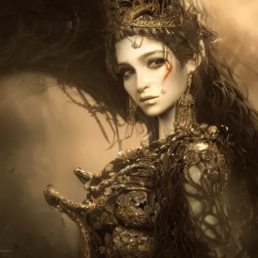 Prompt: beautiful princess, intricate detail, royo, klimt, miro, vallejo, frazetta, giger, whealan, hd, unreal engine,