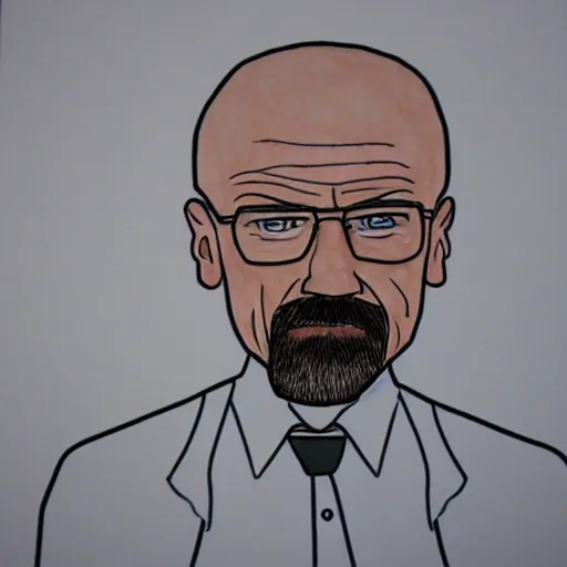 Prompt: walter white badly drawn by a 5 year old