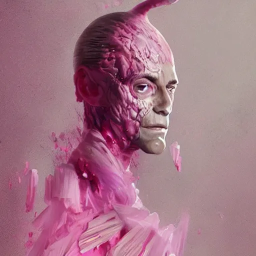 Prompt: tony danza in fashion photography, designer runway robe that looks like brain matter, billowing, pink, roiling, detailed, by greg rutkowski