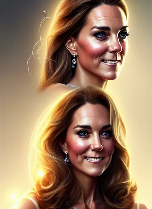 Image similar to kate middleton as bionic woman, intricate, elegant, glowing lights, highly detailed, digital painting, artstation, glamor pose, concept art, smooth, sharp focus, illustration, art by artgerm and greg rutkowski, artey freytag