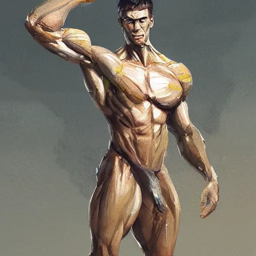 Image similar to lemon with muscular body of a human by greg rutkowski