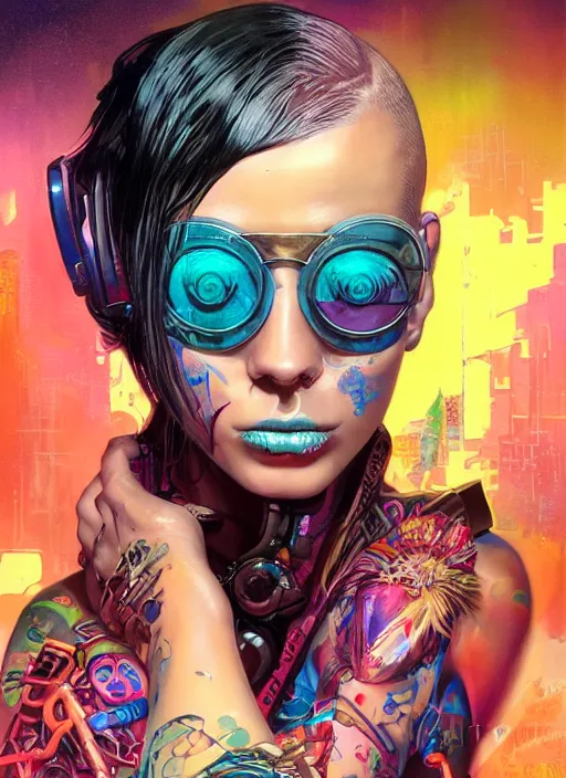 Prompt: beautiful portrait of Lofi cyberpunk Nana Osaki, by Tristan Eaton, Stanley Artgermm, Tom Bagshaw, Greg Rutkowski, Carne Griffiths. trending on DeviantArt, face enhance, hyper detailed, trending on Artstation, 8k, masterpiece, graffiti paint, fine detail, full of color, intricate detail, golden ratio illustration