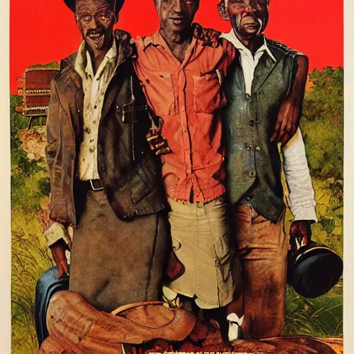 Image similar to African Chronicles, movie poster, artwork by Norman Rockwell