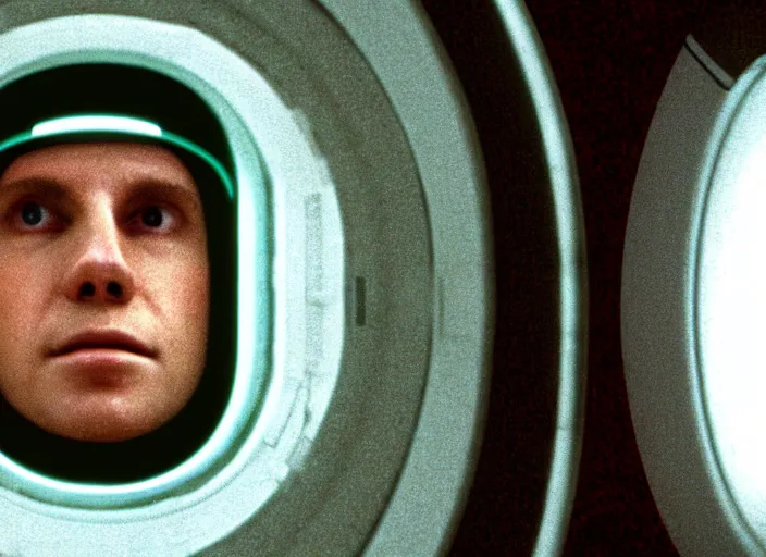 Prompt: film still of HAL from 2001 A Space Odyssey as a washing machine