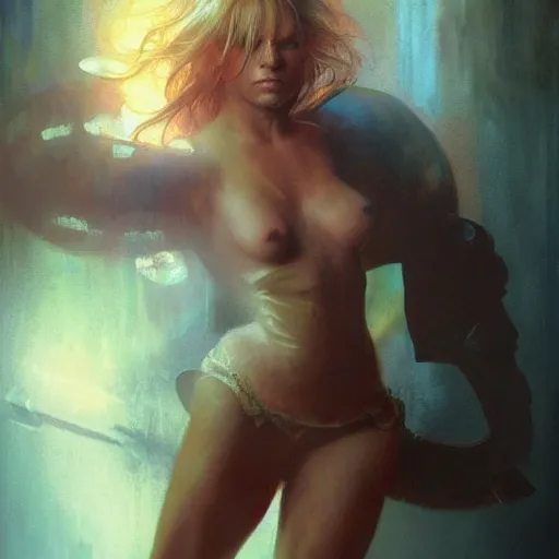 Prompt: brittany spears, hyperrealistic full figure, bladerunner street alley, art of elysium by frank frazetta and by jeremy mann and by alphonse mucha, fantasy art, photo realistic, dynamic lighting, artstation, full figure poster, volumetric lighting, very detailed face, 4 k, award winning