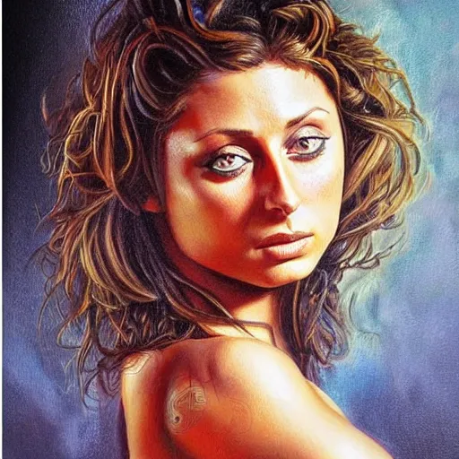 Prompt: pencil art, detailed portrait of aly michalka, intricate, hyper detailed, realistic, oil painting, by julie bell, frank frazetta, cinematic lighting