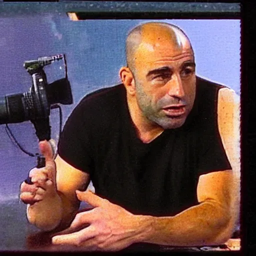 Image similar to Joe rogan interviewing , low quality, vhs quality, late 2000’s