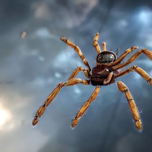 Prompt: an absolutely jacked, ripped, shredded spider with wings, hd, photorealistic, cinematic lighting