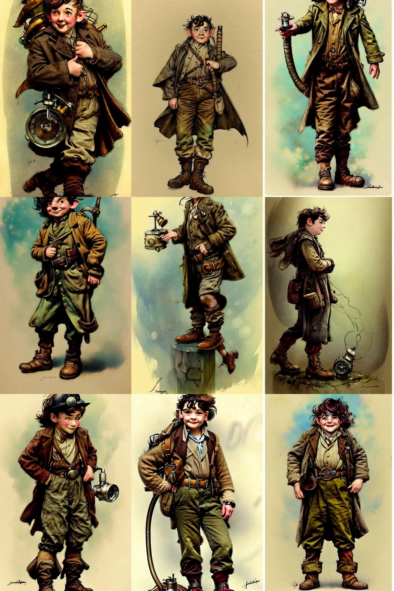 Prompt: ( ( ( ( ( 1 9 5 0 s retro future hobbit adventurer in steampunk costume full portrait, without shoes muted colors. ) ) ) ) ) by jean - baptiste monge!!!!!!!!!!!!!!!!!!!!!!!!!!!!!!