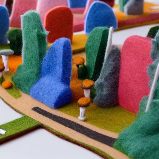 Image similar to miniature San Francisco made of fuzzy felt and furry fabric