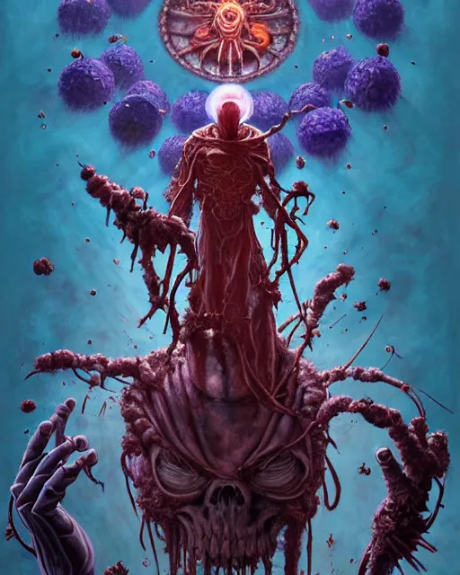 Image similar to the platonic ideal of flowers, rotting, insects and praying of cletus kasady carnage thanos davinci dementor wild hunt chtulu mandala ponyo doctor manhattan bioshock, fantasy, ego death, decay, dmt, psilocybin, concept art by randy vargas and greg rutkowski and zdzisław beksinski