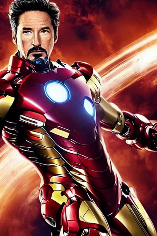 Image similar to richard gere is newiron man, epic scene from marvel movie, movie poster