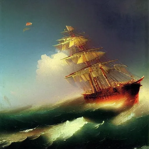 Image similar to painting by ivan aivazovsky