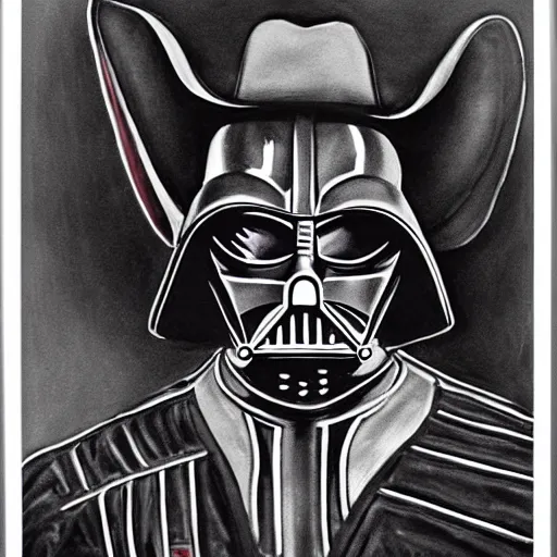 Prompt: Darth Vader in a cowboy hat