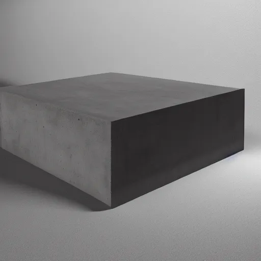 Prompt: high tech concrete bench cube with bevel corners, natural wood top, minimal, dramatic lighting and composition, trending on artstation, concept art