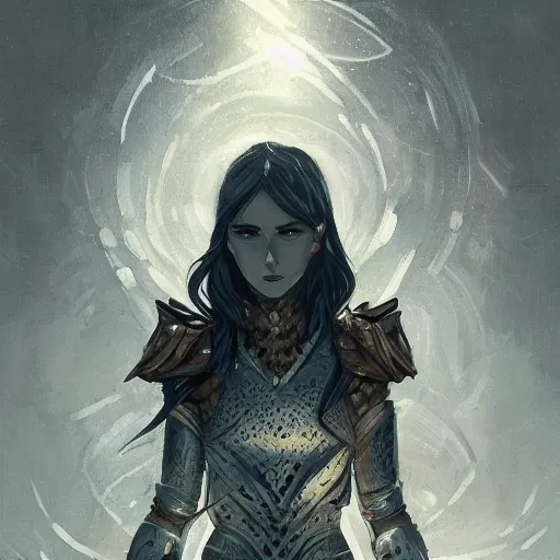 Prompt: female warrior, passion, bravery, intricate armour costumes, light and shadow effects, intricate, digital painting, art station, concept art, cold tones, sharp focus, morandi color scheme, sharply shaped, illustration, art by makoto shinkai and lois van baarle