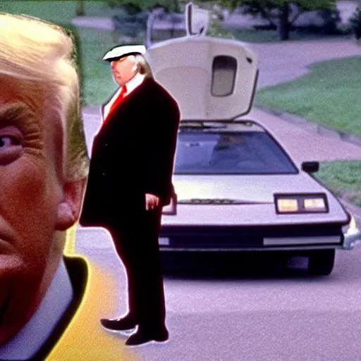 Prompt: donald trump in back to the future, 8k resolution, full HD, cinematic lighting, award winning, anatomically correct