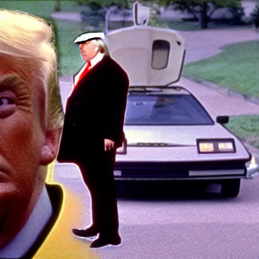 Image similar to donald trump in back to the future, 8k resolution, full HD, cinematic lighting, award winning, anatomically correct