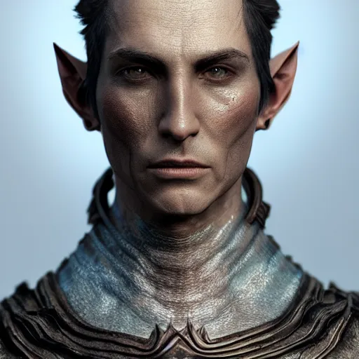 Image similar to hyperrealistic mixed media image of daedric prince from skyrim, stunning 3 d render inspired art by greg rutkowski and xiang duan and thomas eakes, perfect facial symmetry, flesh texture, realistic, highly detailed attributes and atmosphere, dim volumetric cinematic lighting, 8 k octane detailed render, post - processing, masterpiece,