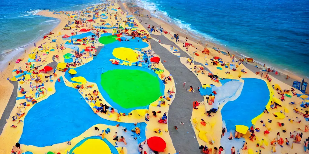 Prompt: perfect replica of Tel-Aviv beach made from playdough, high-detaild, playdough art, 4K UHD image