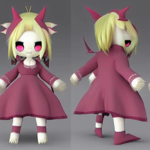 Image similar to cute fumo plush of a floating imp girl, devilish creature, anime girl, vray