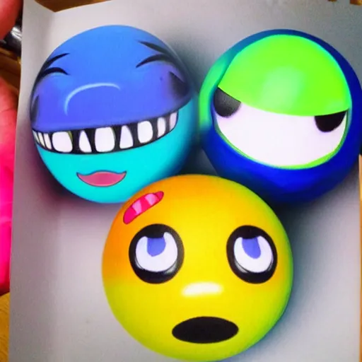 Prompt: seapunk airbrush painting of madballs nendoroids