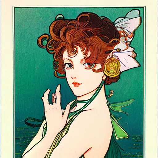 Prompt: the sailor jupiter. beautiful, realistic painting by mucha and kuvshinov and bilibin