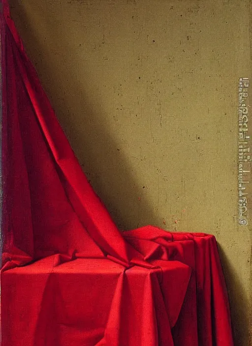 Image similar to red cloth, medieval painting by jan van eyck, johannes vermeer