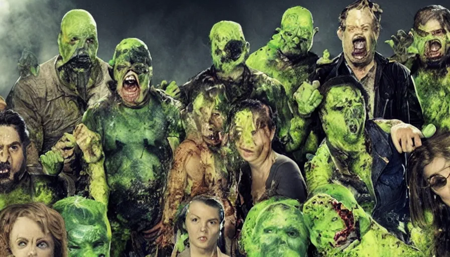 Prompt: big budget movie about a toxic waste spill that turns everyone into deranged mutants