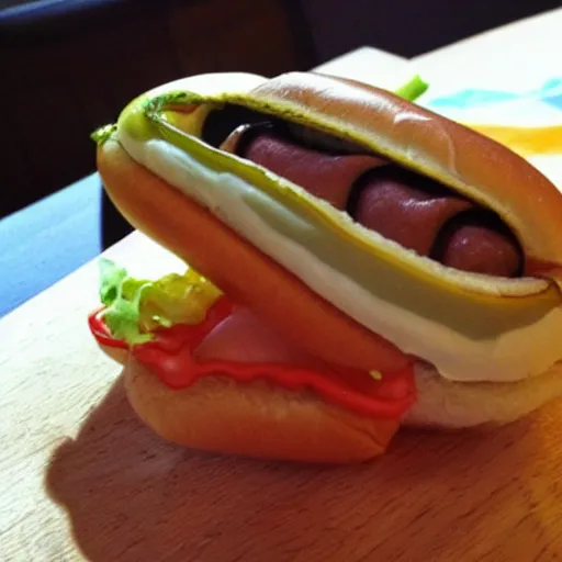 Prompt: a hotdog in a bun but instead of a hotdog, it's a snake in a hotdog bun