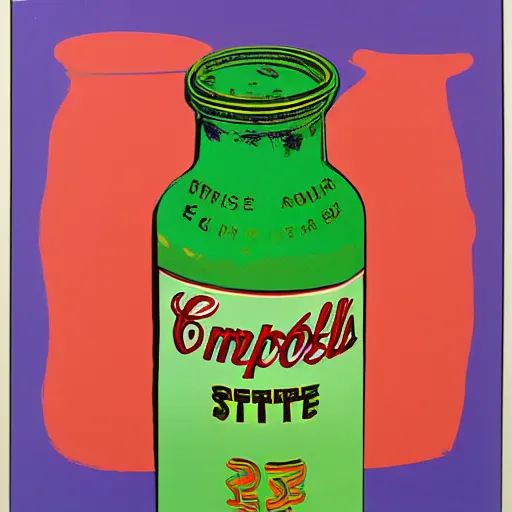 Image similar to hot sauce bottle by Andy Warhol