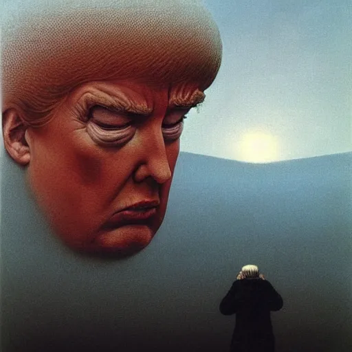 Image similar to Donald Trump. Pustulent. Zdzisław Beksiński