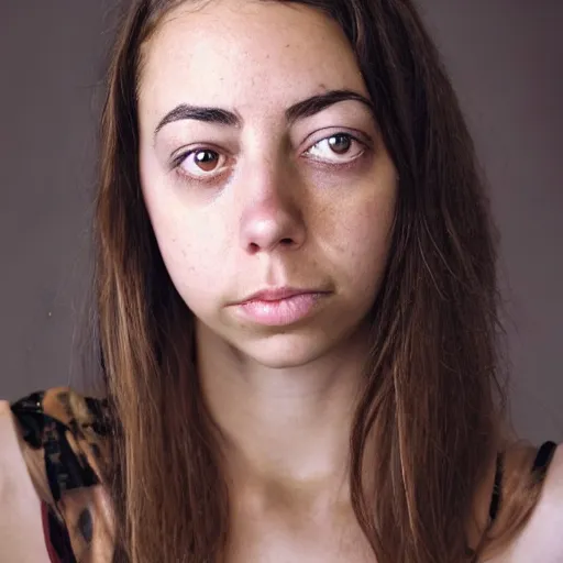 Image similar to a masterpiece portrait photo of a beautiful young woman who looks like a israeli aubrey plaza