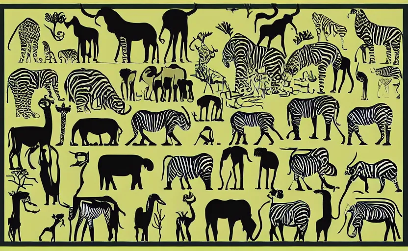 Image similar to “national park safari Africa animals minimalism abstract art geometric shapes digital art matisse”